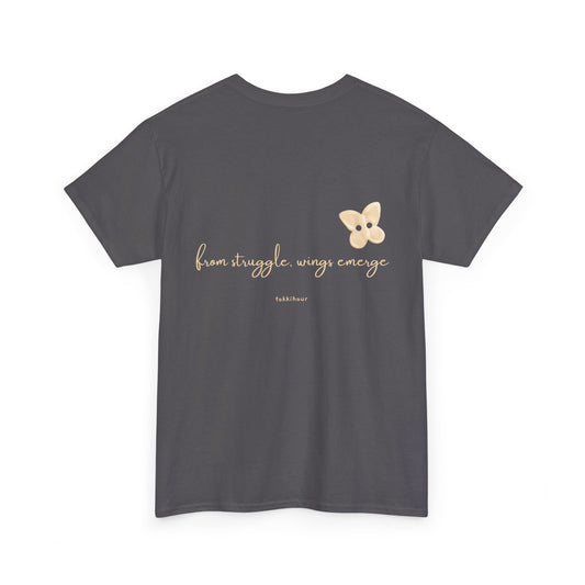 From Struggle, Wings Emerge Cute Aesthetic Short Sleeve Shirt | Yellow Butterfly