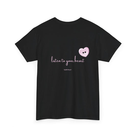Listen to Your Heart Cute Aesthetic Short Sleeve Shirt | Pink Heart