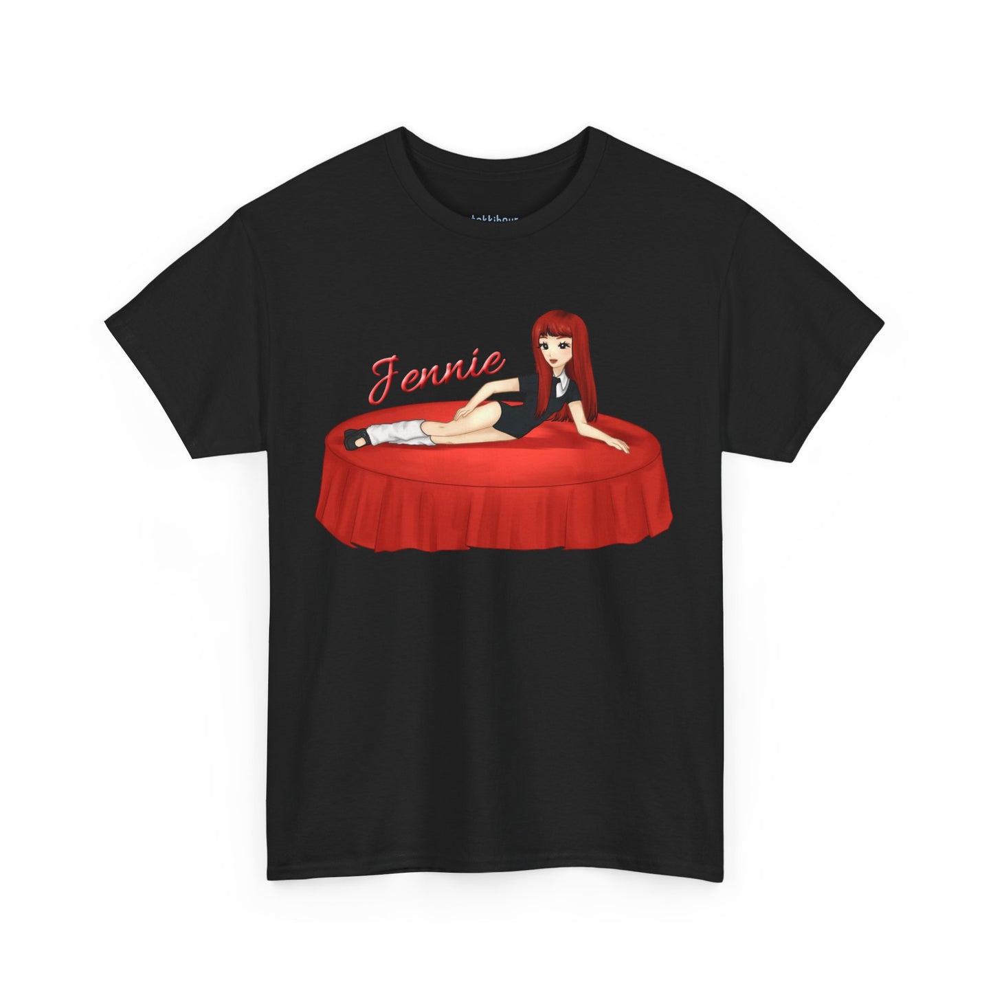 Add a touch of sparkle to your outfit with this Jennie inspired fan art tee! Drawing inspiration from Jennie's Ruby album, this exclusive Tshirt shocases bold, custom artwork that celebrates her confidence, artistry, and signature flair. Perfect for concerts, casual hangouts, or a statement piece for any Kpop fan.
