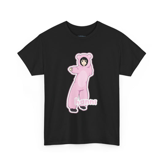 Exclusive NewJeans short sleeve graphic t-shirt featuring original artwork of Hanni on the front plus all group members on the back. A unique and vibrant addition to your K-pop fashion collection. In black.