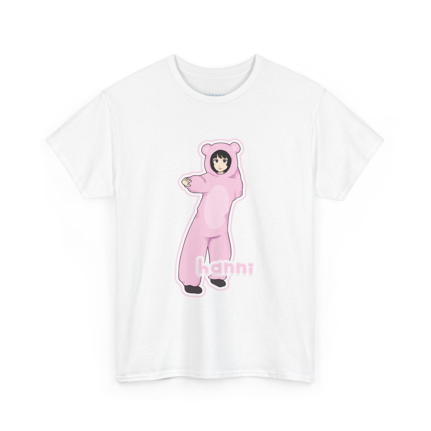 Exclusive NewJeans short sleeve graphic t-shirt featuring original artwork of Hanni on the front plus all group members on the back. A unique and vibrant addition to your K-pop fashion collection. In white.