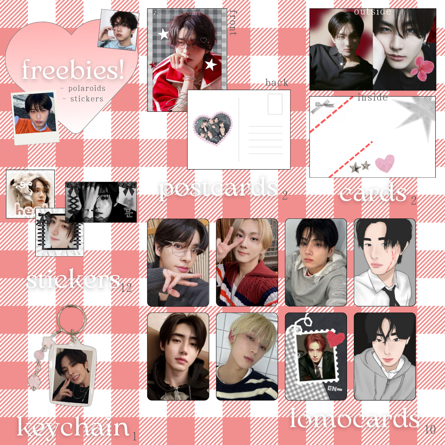 Bias alert! Our creative Enhypen bias packs are a must-have for every Engene. Packed with adorable lomo cards, glossy photocards, stickers, and more, this set is perfect for decorating your room, journaling, or flexing your ult bias! All items created by tokkihour.