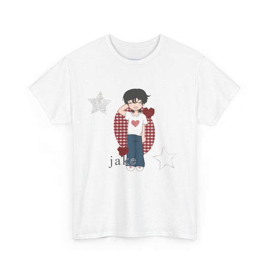 A must have for Engenes who want to rep their bias in style. Featuring original art of Jake on the front and the group on the back. Whether you're going to an event or chilling with friends, this cozy tee is the ultimate way to STAN out! Perfect for concerts, casual hangouts, or a statement piece for any Kpop fan. Choose your color.