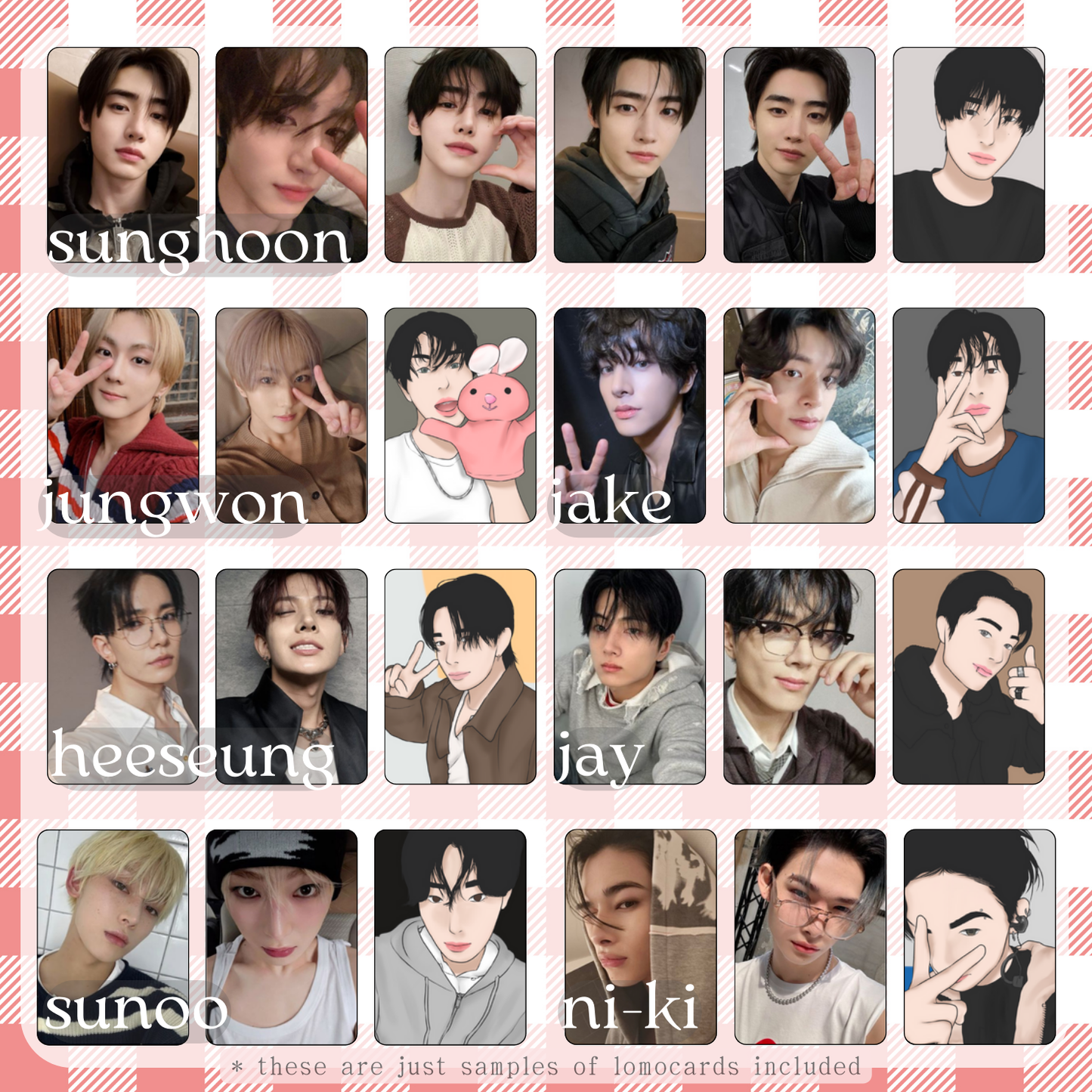Bias alert! Our creative Enhypen bias packs are a must-have for every Engene. Packed with adorable lomo cards, glossy photocards, stickers, and more, this set is perfect for decorating your room, journaling, or flexing your ult bias! All items created by tokkihour.