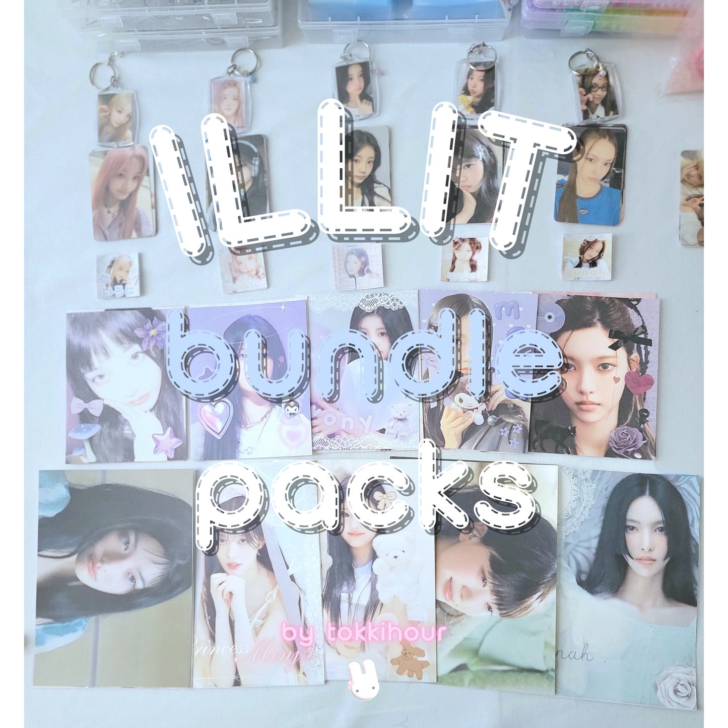 Gllit-ready! Our exclusive Illit bundle pack will add unique flair to your Kpop collection. High-quality fanmade items dedicated to all group members including photocards, lomocards, stickers, hand-drawn art, and more! Choose your size.