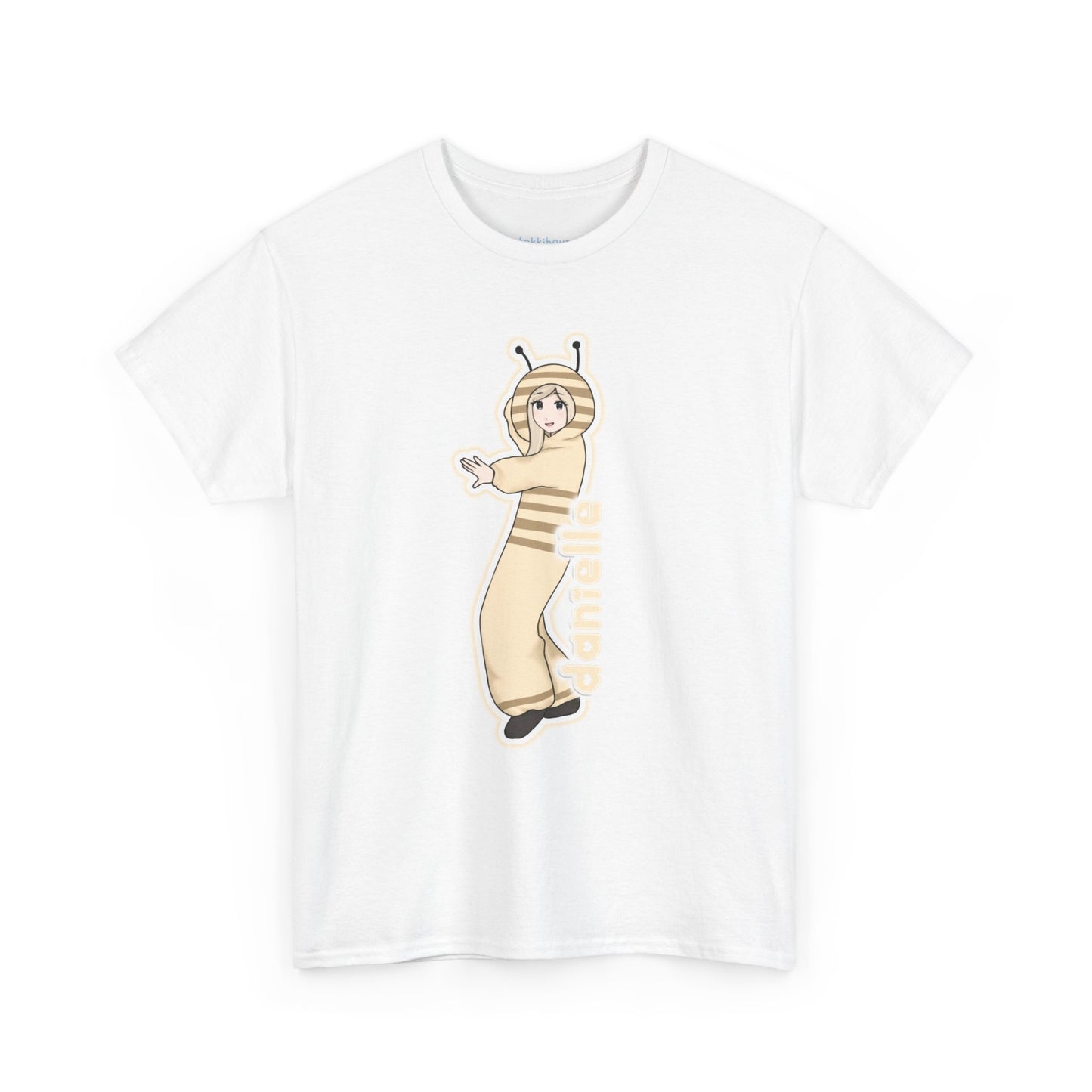 Exclusive NewJeans short sleeve graphic t-shirt featuring original artwork of Danielle on the front plus all group members on the back. A unique and vibrant addition to your K-pop fashion collection. In white.