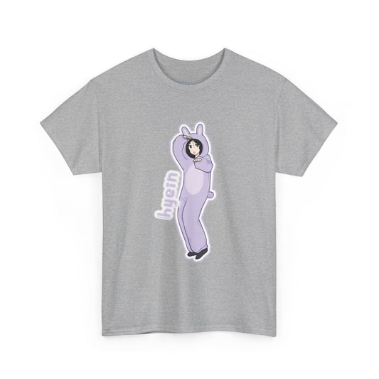 Exclusive NewJeans short sleeve graphic t-shirt featuring original artwork of Hyein on the front plus all group members on the back. A unique and vibrant addition to your K-pop fashion collection. In light gray.