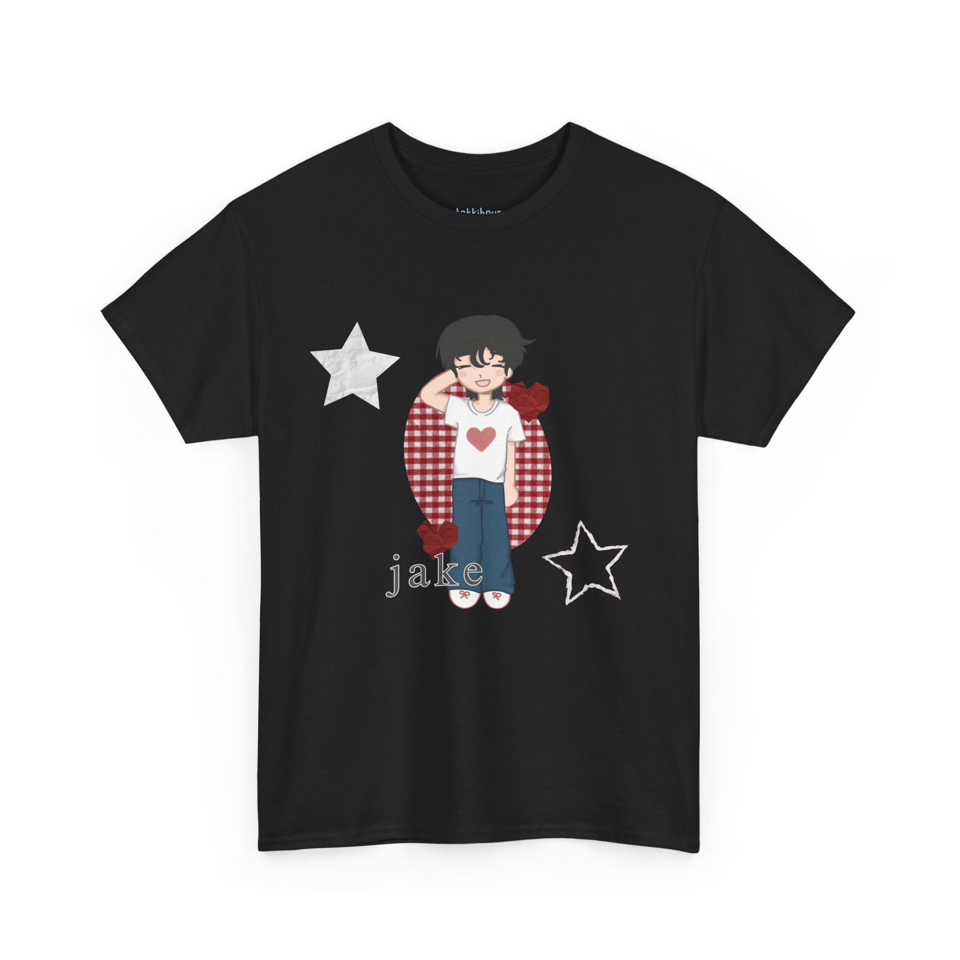 A must have for Engenes who want to rep their bias in style. Featuring original art of Jake on the front and the group on the back. Whether you're going to an event or chilling with friends, this cozy tee is the ultimate way to STAN out! Perfect for concerts, casual hangouts, or a statement piece for any Kpop fan. Choose your color.
