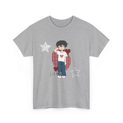 A must have for Engenes who want to rep their bias in style. Featuring original art of Jake on the front and the group on the back. Whether you're going to an event or chilling with friends, this cozy tee is the ultimate way to STAN out! Perfect for concerts, casual hangouts, or a statement piece for any Kpop fan. Choose your color.